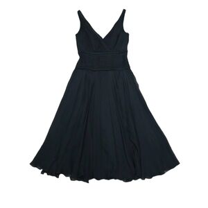 Tadashi Shoji Black Silk Chiffon V Neck Dress Size 2